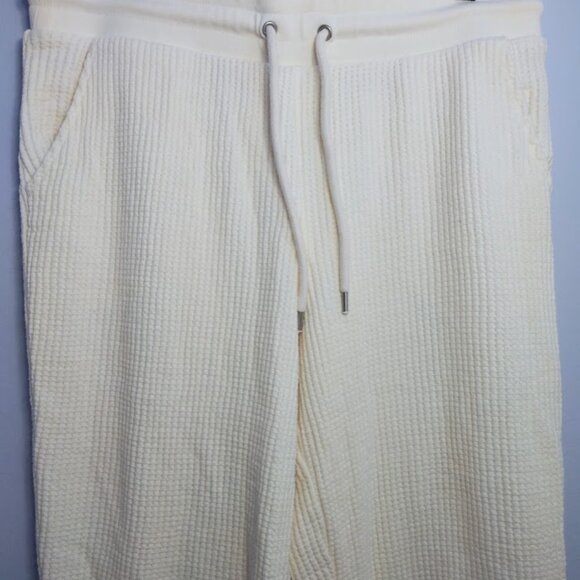GAP Jogger Sweatpants Waffle knit Size Small Cream Ivory Cozy Winter Lounge - Picture 3 of 10